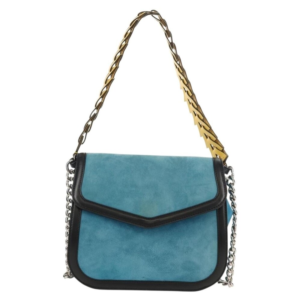 Loewe Suede Leather V Anagram Chain Shoulder Bag Blue